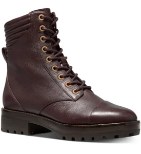 Nuevo Michael Kors Bastian Botines con Cordones Barolo Zapatos de Cuero con Plataforma con Cordones - Imagen 1 de 3