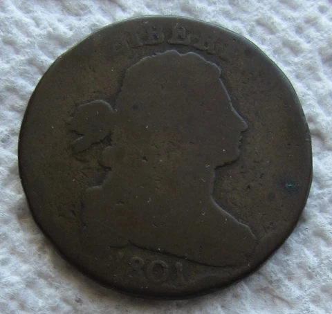 1801 1C BN Draped Bust Large Cent Rare Early Date Chocolate Brown Rim Cuds Cover