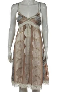 Poleci Womens Dress Size 2 Brown Printed Sheath Knee Length Spaghetti Strap - Picture 1 of 5