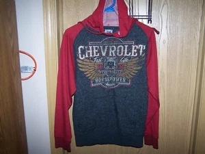 RARE  GM Authentic Red Black Chevrolet Wing Hoodie Sweatshirt Pullover  S 34/36 - Picture 1 of 5