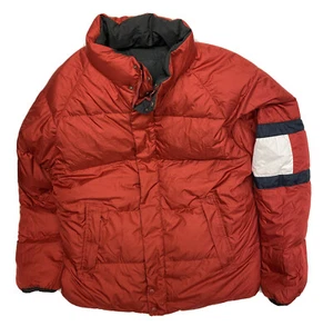 Tommy Hilfiger Puffer Coat Down Jacket Mens XL Black Red Reversible winter - Picture 1 of 12