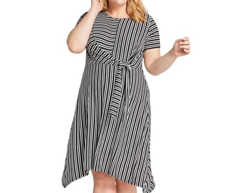 VETEMENTS Abito Lane Bryant 22 nero a righe maxi cravatta davanti neutro minimalista retrò