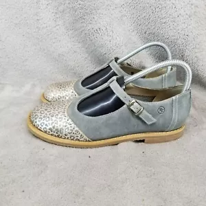 Rustic Roots Shoes Womens SIze UK 5 US 7 Blue Gray Cheetah Print Mary Janes - Picture 1 of 13