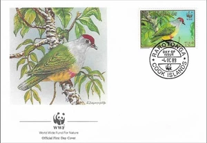 Fruit-Dove Ptilinopus Rarotongensis Bird Nature Cook Islands FDC 1989 - Picture 1 of 1