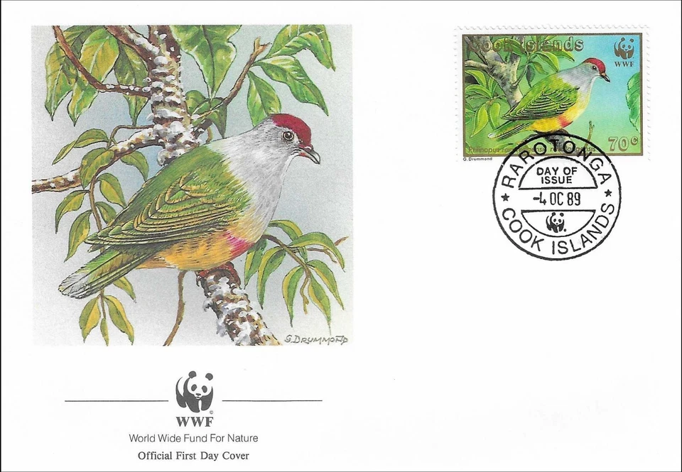 Fruit-Dove Ptilinopus Rarotongensis Bird Nature Cook Islands FDC 1989 - Image 1 of 1