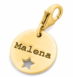 Charm con grabado y estrella, regalo de bautizo, adornos de bautizo chapados en oro - Imagen 1 de 3