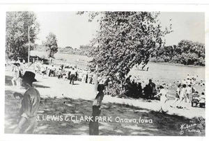 Onawa, IA Iowa alte RPPC Postkarte, Lewis und Clark Park von Hudleston - Bild 1 von 2