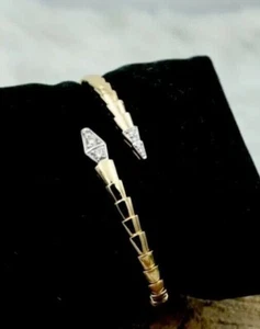 0.50 Ct Round Cut Lab Created 14K Yellow Gold Finish Women's Bangle Bracelet - Picture 1 of 4