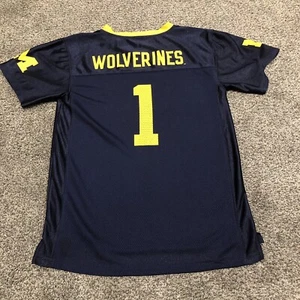 Michigan Wolverines Jersey Boys Large 12/14 Blue Yellow NCAA Football - Picture 1 of 5