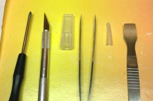 4pc Toolkit Repair Tool Kit- X-Acto knive,Tweezers,Spudger Pry Flat tool,+ - Picture 1 of 6
