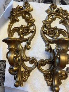 Wandkerzenständer 60er 70er Jahre Vintage Kunststoff Gold - Bild 1 von 2