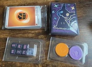 45 Energys Sleeves x65 Mimikyu - Paldean Fates Elite Trainer Box DMG dice Coin - Picture 1 of 5