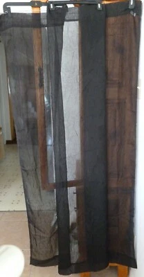 ESSENTIAL HOME One Black Sheer Polyester Crinkle WINDOW CURTAIN PANEL 55 X 64 - Image 1 of 2