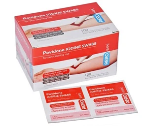 Povidone Iodine Swabs / Wipes - 16 swabs or Box 100 swabs - Picture 1 of 5