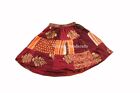 Red Vintage Indian Rayon Patchwork Hippy Gypsy Boho Maxi Women Short Skirt