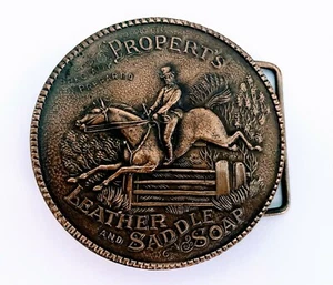 Bergamet Brass Works Propert's Leather & Saddle Soap Horse Belt Buckle M-36 - Picture 1 of 2