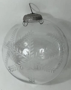 Kugel Christmas Vintage Ornament Orb Large Etched Glass Snowflake Old World VTG - Picture 1 of 8