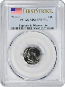 2019-D Roosevelt Dime MS67FB PL Proof Like PCGS First Strike Explore Discover - Picture 1 of 2