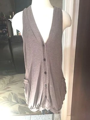 CHALECO MYSTREE MARRÓN BEIGE TOPO TALLA S BOLSILLOS ABOTONADOS LARGO OVERSIZE  Foto 1 de 3