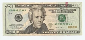 Fancy Federal Reserve $20 Dollar Note - Reverse Note "6802 2086" - Picture 1 of 2