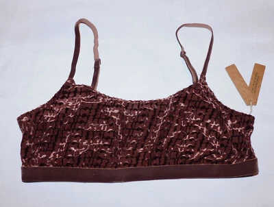 Bralette SKIMS Mujer Terciopelo Transparente Cuello Redondo Castaño Talla L #0938 Nuevo con Etiquetas Foto 1 de 2