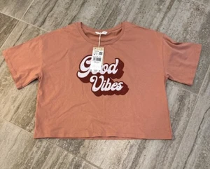 NWT MNG MANGO Good Vibes Cropped Tee Teen Size M/L - Picture 1 of 11