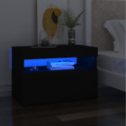2x Nachttischschrank mit LED Licht Holz Schlafzimmer Aufbewahrung Beistelltisch Nachttisch