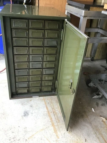 Vintage Addressograph mid 20th century 30 drawer heavy duty steel cabinet Cover
