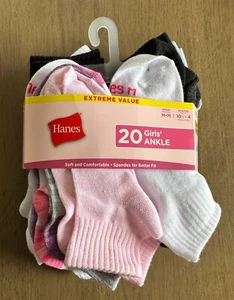 Hanes Girls’ Ankle Socks 16 pair Medium Sz 10.5 - 4 NEW - Picture 1 of 2