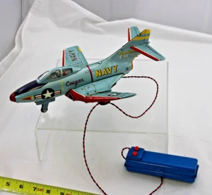 Grumman Cougar - Tin Battery Operated Airplane - Folding Wings - Picture 1 of 20