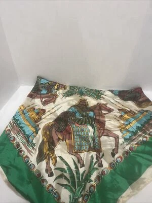 ВИНТАЖНЫЙ иностранный женский головной платок с арабской графикой - Изображение 1 из 4