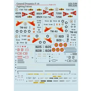 Print Scale 72-364 - 1/72 F-16 Fighting Falcon, Wet Decal für Modellflugzeuge - Bild 1 von 24