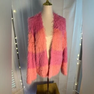 Sadie & Sage Two Toned Pink Fuzzy Cardigan Large - Picture 1 of 9