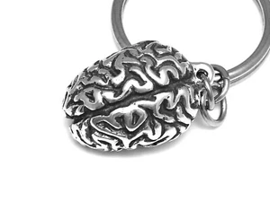 Human Brain Keychain, Handmade Anatomy Keyring in Pewter - Picture 1 of 3