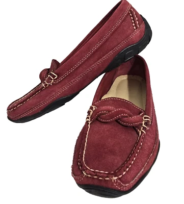 L.L. Bean Suede Driving Shoes Loafer Slip-On Dark Red Comfortable Women's 7M - Image 1 of 4