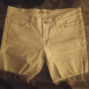J. Brand Women's Size 27 White Denim Cut Off Shorts Side Slit Distressed Hem