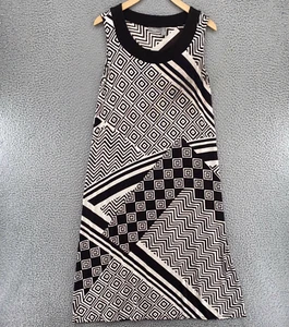 Chicos Dress Womens 2 US 12 Brown Geometric Travelers Shift Sleeveless Stretch* - Picture 1 of 10