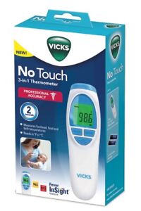 VICKS NO TOUCH 3 IN 1 THERMOMETER MEASURES FOREHEAD FOOD BATH TEMP NEW IN BOX