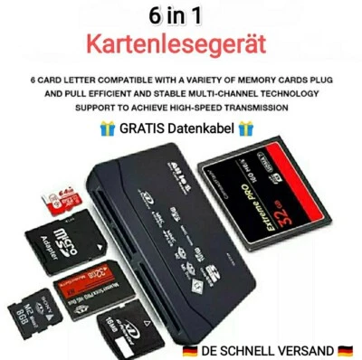 ✅ALL-IN-ONE✅Kartenleser Speicherkarten USB Kartenlesegerät CF/SD/XD/MS/SDHC PC - Bild 1 von 4