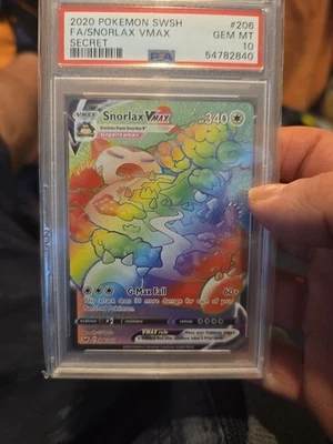 Snorlax VMAX (Secret) 206/202 Swsh01: Sword & Shield Holo PSA 10 Perfect CARD - Image 1 of 4