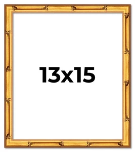 Marco de madera maciza de bambú dorado de 13x15 | Ancho de moldura de 1 pulgada | Inter - Imagen 1 de 10