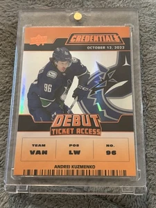2022-23 UD Credentials #194 Andrei Kuzmenko Orange Debut Ticket  Access /149 RC - Picture 1 of 1
