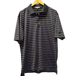 Camisa Polo Peter Millar Para Hombre Grande Negra Púrpura Rayas TRAVELERS BOILER RE Logo - Imagen 1 de 9