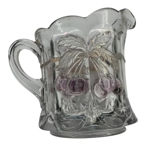 Jarra vintage Mosser Northwood Cherries 4,5" borde dorado circa 1910 - Imagen 1 de 6