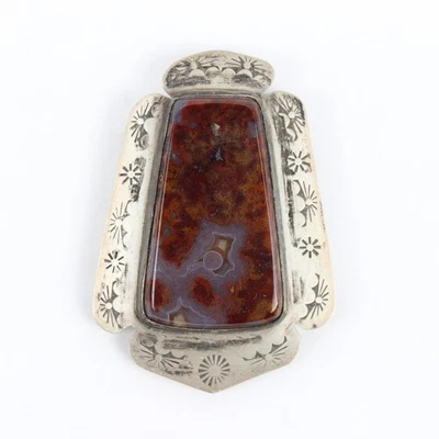 Bisel de corbata Bolo estilo suroeste plata esterlina ágata de colección 2,5" firmado GL Foto 1 de 4