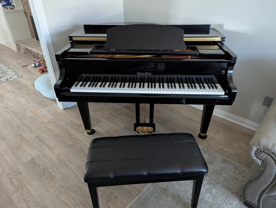 Wurlitzer Baby Grand Piano with Bench - Image 1 of 3