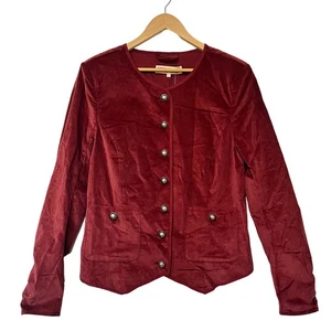 Free People Giacca Donna Becky Velluto Bottoni Taglia L Rosso Romantico Steampunk - Foto 1 di 9