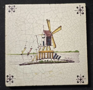Vintage Delft Tile 4" X 4" Tin Glazed Earthenware In the 18th Century Style - Bild 1 von 2
