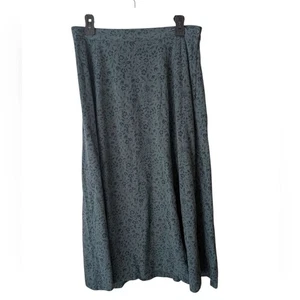 Vintage L.L. Bean Green Floral Cotton Cottagecore Farmhouse Midi Skirt Size L - Picture 1 of 6