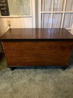 Pennsylvania 1800’s- 43.5” Álamo Antiguo Cofre Original Esponja Pintado Foto 1 de 4